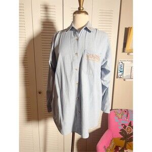 CC Blues Blouse Size L 90's Vintage Cottage Core Embroidered Coquette Top